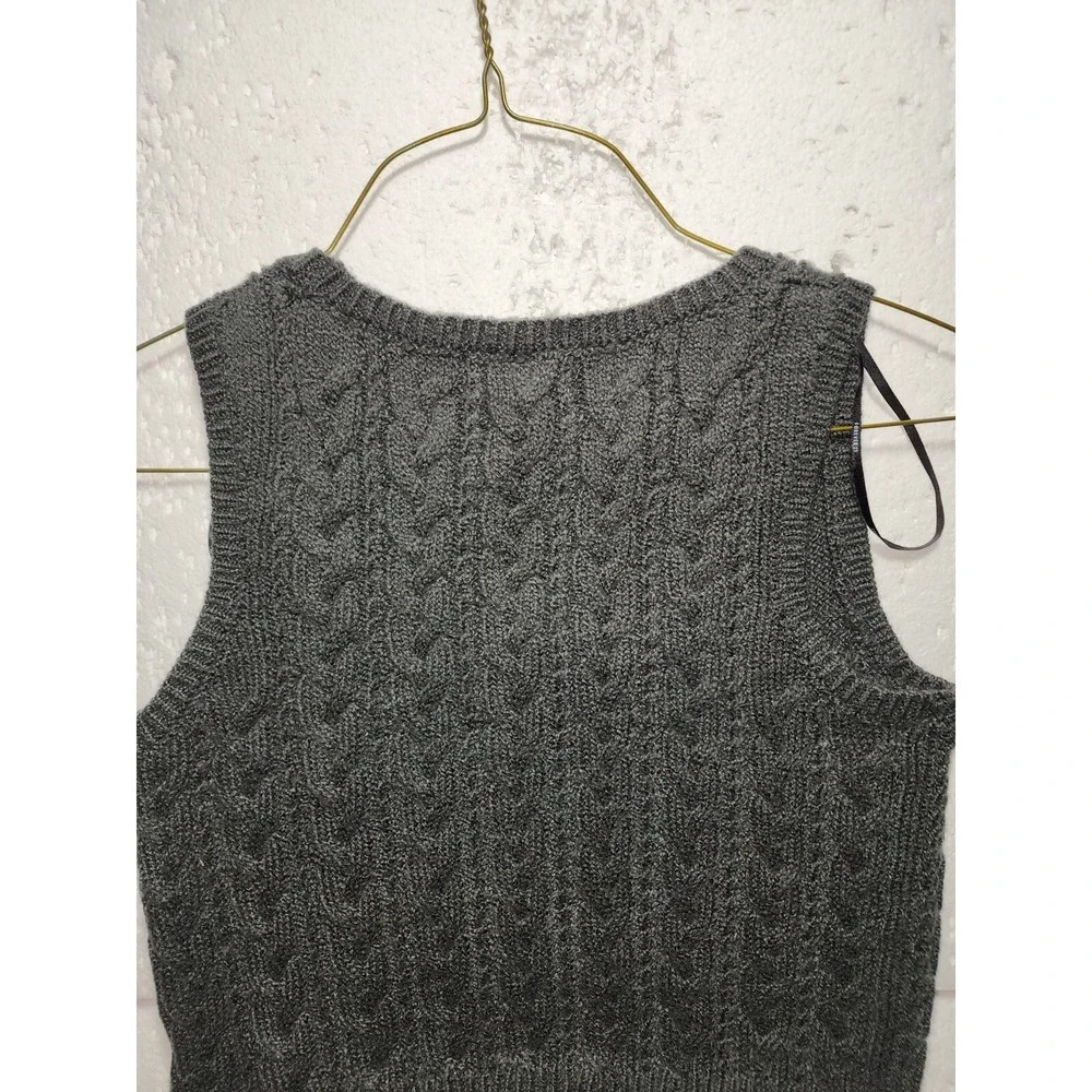 Forever 21 Sweater Top Women Large Dark Gray Knitted Sleeveless Cropped - Picture 5 of 11